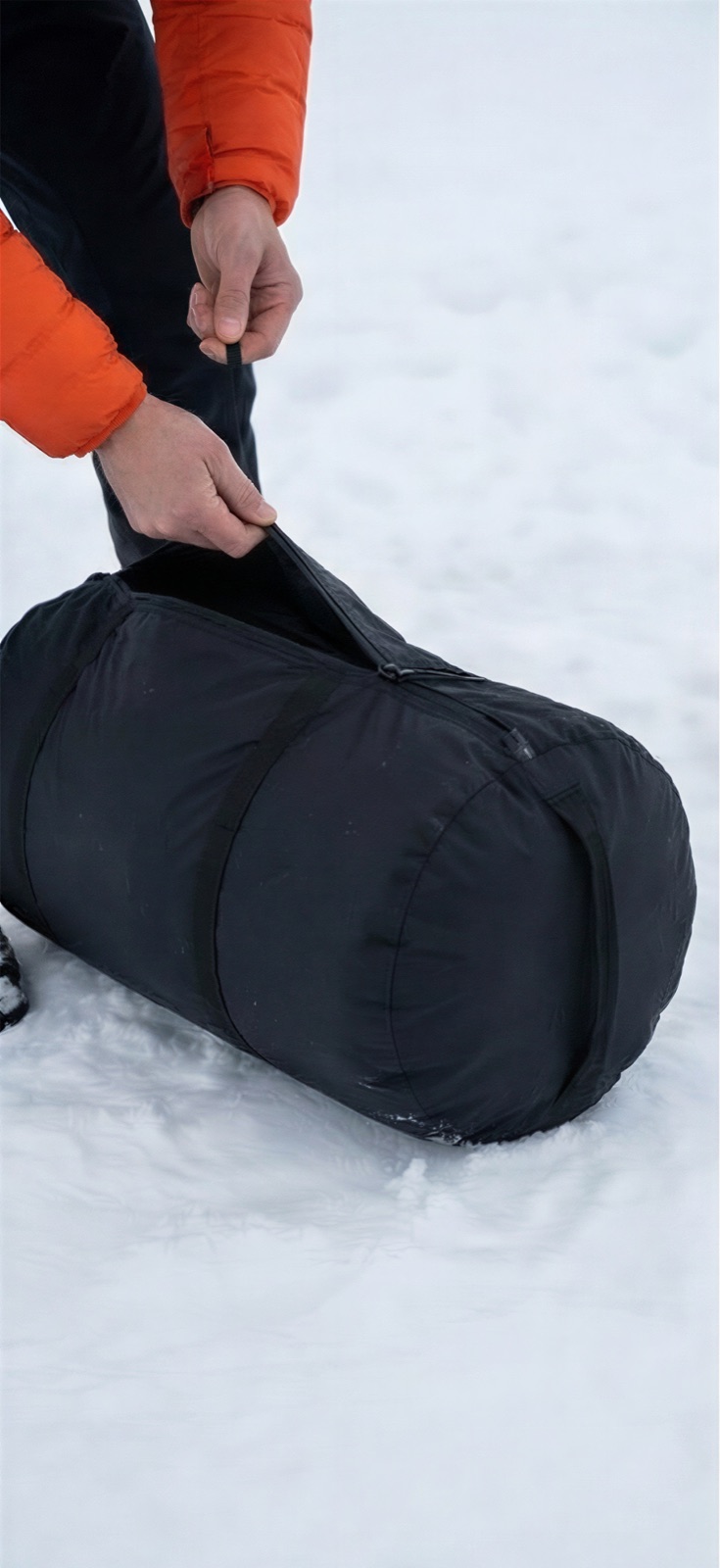 TALUS compressed into stuff sack for pack carry